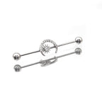 Moon & Sun CZ Stainless Steel Industrial Barbell - Moon & Sun CZ Stainless Steel Industrial Barbell - Default Title by CRUXJEWELRY