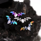 Teardrop Bat CZ Titanium Ear Studs - Teardrop Bat CZ Titanium Ear Studs - Sliver / 5mm by CRUXJEWELRY