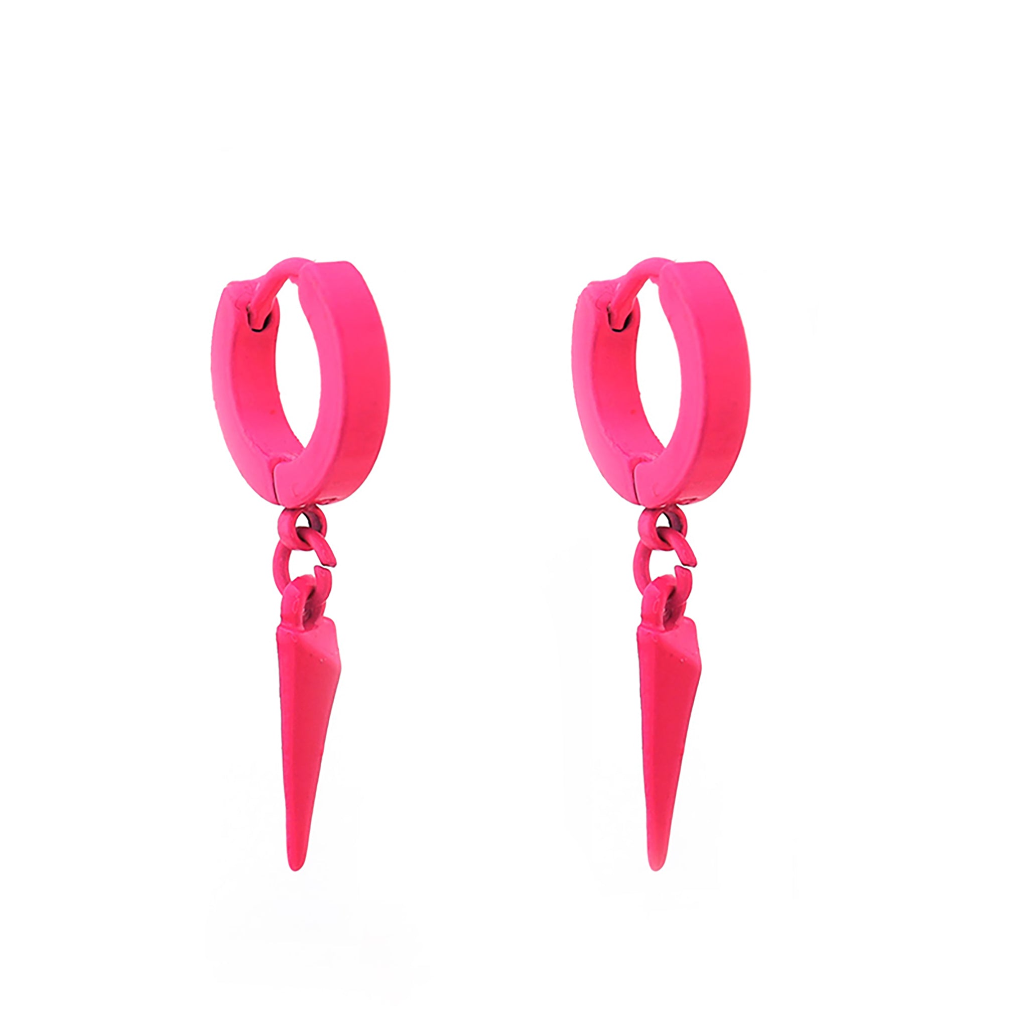 PAIR OF Colored Stud Pendant stainless steel Y2K Earrings - PAIR OF Colored Stud Pendant stainless steel Y2K Earrings - Pink by CRUXJEWELRY