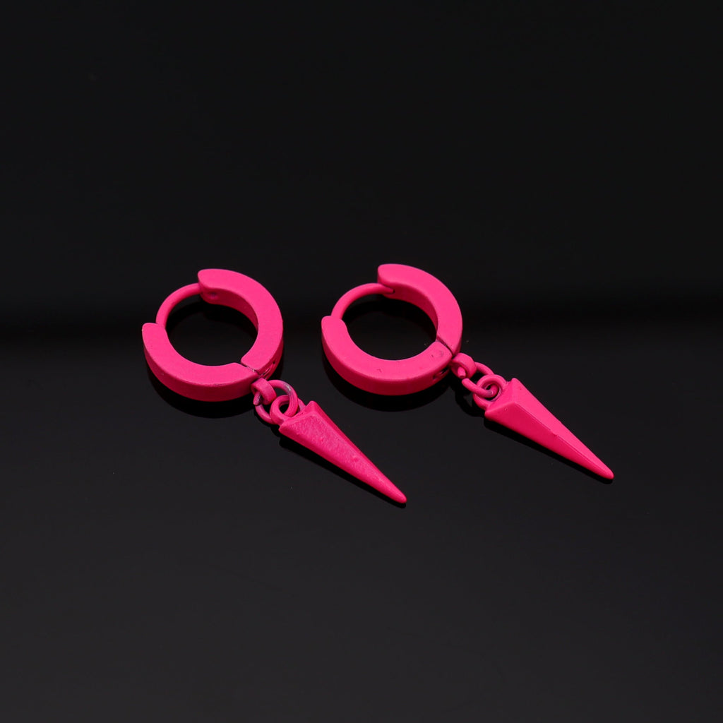 PAIR OF Colored Stud Pendant Stainless Steel Y2K Earrings - product image 2