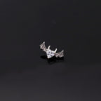 Demonic Heart Bat Wing CZ Internally Threaded Titanium Studs - Demonic Heart Bat Wing CZ Internally Threaded Titanium Studs - Sliver / 5mm by CRUXJEWELRY