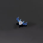 Demonic Heart Bat Wing CZ Internally Threaded Titanium Studs - Demonic Heart Bat Wing CZ Internally Threaded Titanium Studs - Blue / 5mm by CRUXJEWELRY