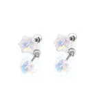 PAIR OF Mocha CZ Colorful Snowflake stainless steel Ear Studs - PAIR OF Mocha CZ Colorful Snowflake stainless steel Ear Studs - White by CRUXJEWELRY