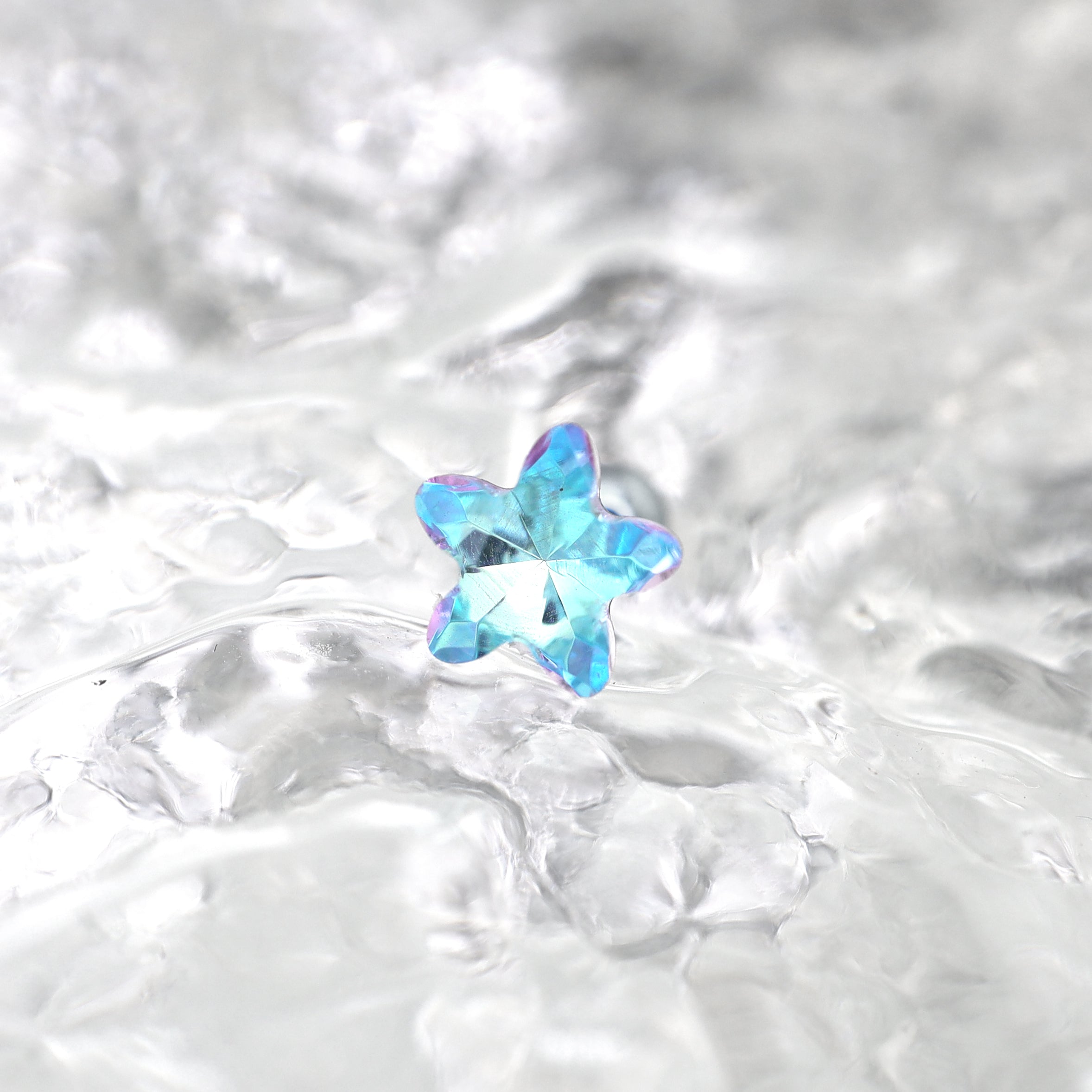 Blue Gradient Pentagram Star Titanium Ear Studs - Blue Gradient Pentagram Star Titanium Ear Studs - Single by CRUXJEWELRY