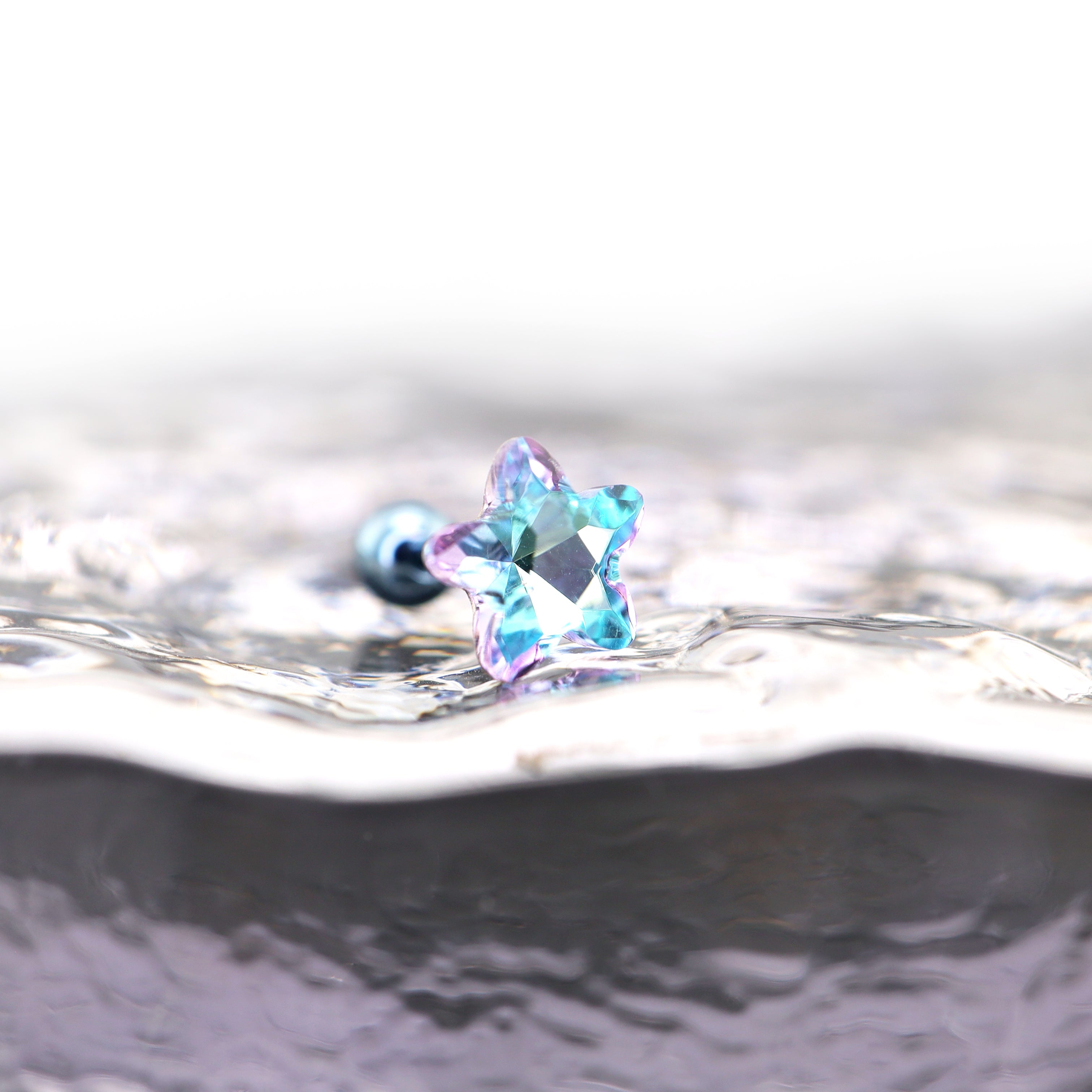 Blue Gradient Pentagram Star Titanium Ear Studs - Blue Gradient Pentagram Star Titanium Ear Studs - Single by CRUXJEWELRY