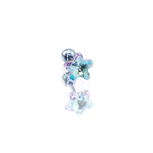 Blue Gradient Pentagram Star Titanium Ear Studs - product overview