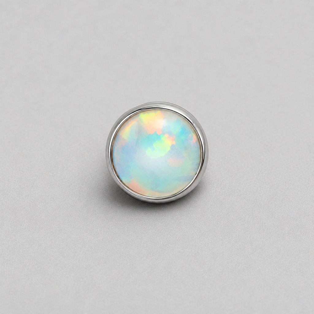 Titanium Fire Opal Threadless Piercing Top