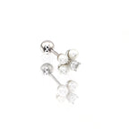 Pearl & Four Leaf Clover white-gold-plated copper Ear Studs - Pearl & Four Leaf Clover white-gold-plated copper Ear Studs - Single by CRUXJEWELRY