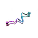 Wave-Shaped ECG Pattern Titanium Industrial Barbell - Wave-Shaped ECG Pattern Titanium Industrial Barbell - Purple-Blue Gradient by CRUXJEWELRY