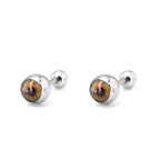 Demon Eye Ball Stainless Steel Ear Stud - Demon Eye Ball Stainless Steel Ear Stud - Brown / Set / 6mm by CRUXJEWELRY