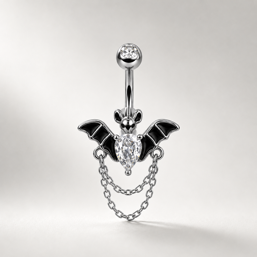 Bat CZ Dangle Belly Ring