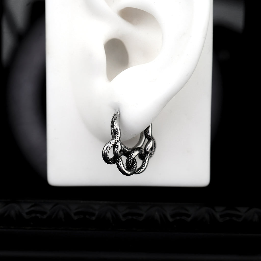 Double Twisted Snake Openwork Stainless steel Earrings - Double Twisted Snake Openwork Stainless steel Earrings - Single by CRUXJEWELRY
