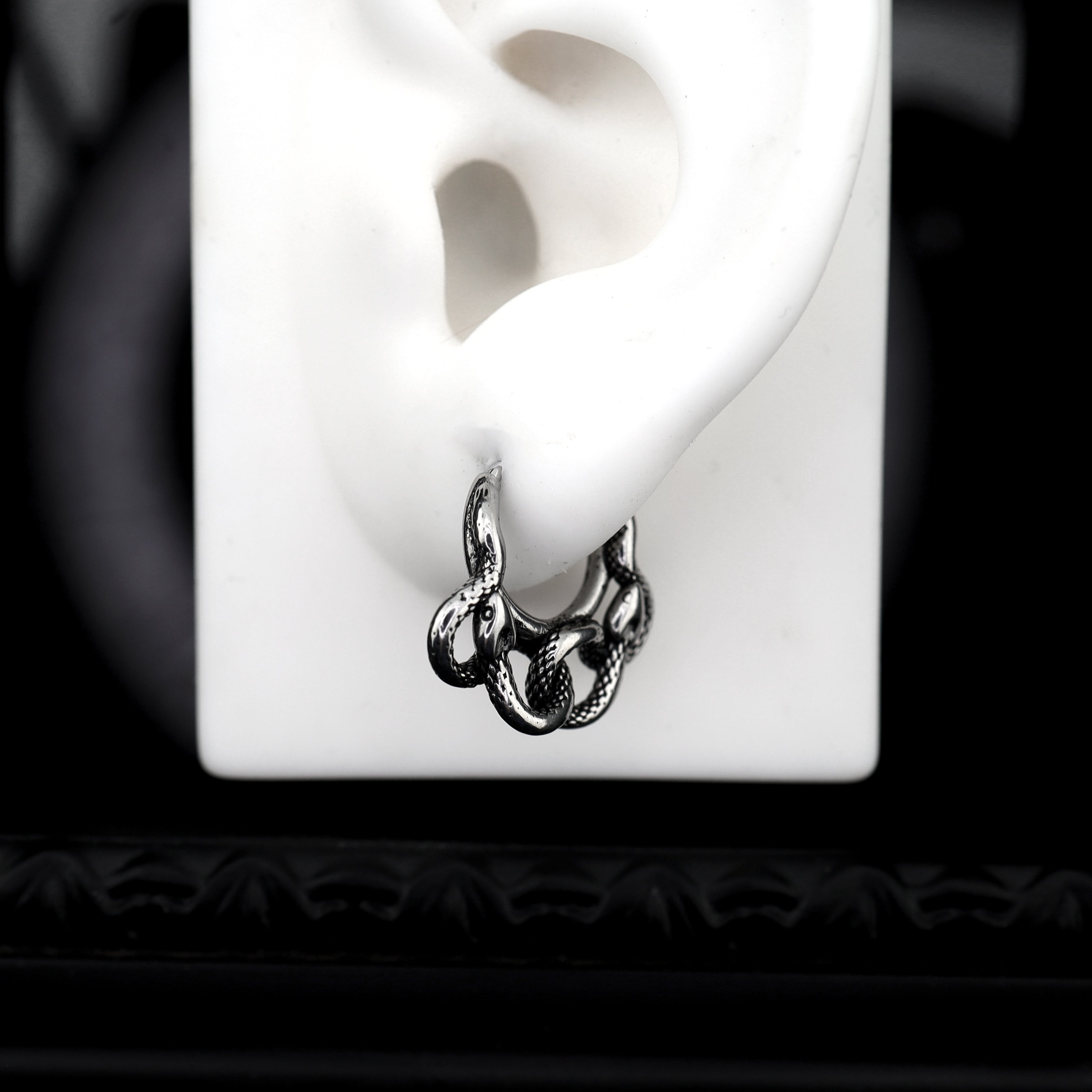 Double Twisted Snake Openwork Stainless steel Earrings - Double Twisted Snake Openwork Stainless steel Earrings - Single by CRUXJEWELRY