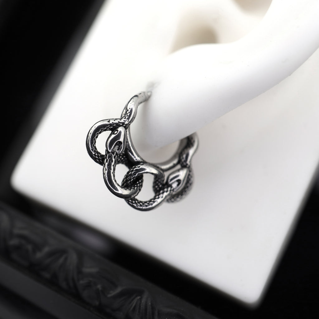 Double Twisted Snake Openwork Stainless steel Earrings - Double Twisted Snake Openwork Stainless steel Earrings - Single by CRUXJEWELRY