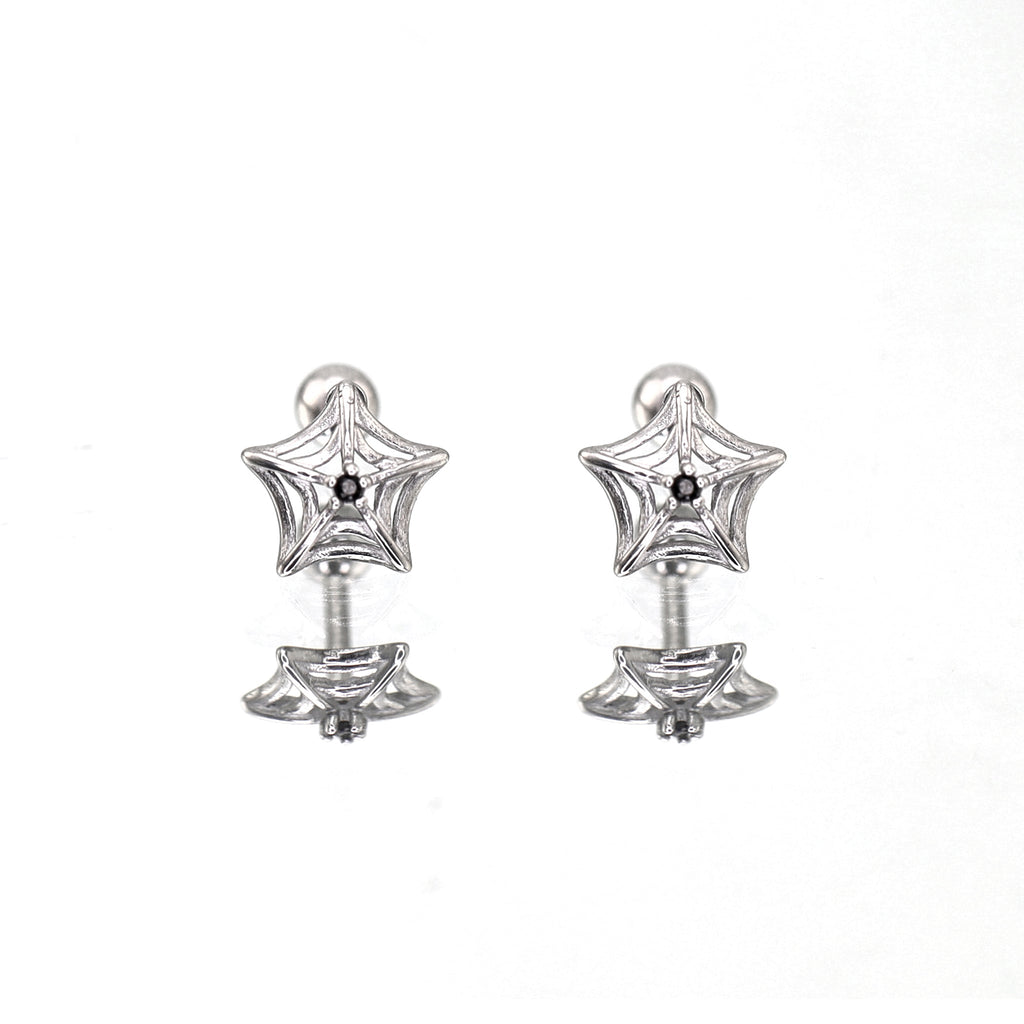 3D Openwork Spider Web CZ Stainless steel Ear Studs - 3D Openwork Spider Web CZ Stainless steel Ear Studs - Set by CRUXJEWELRY