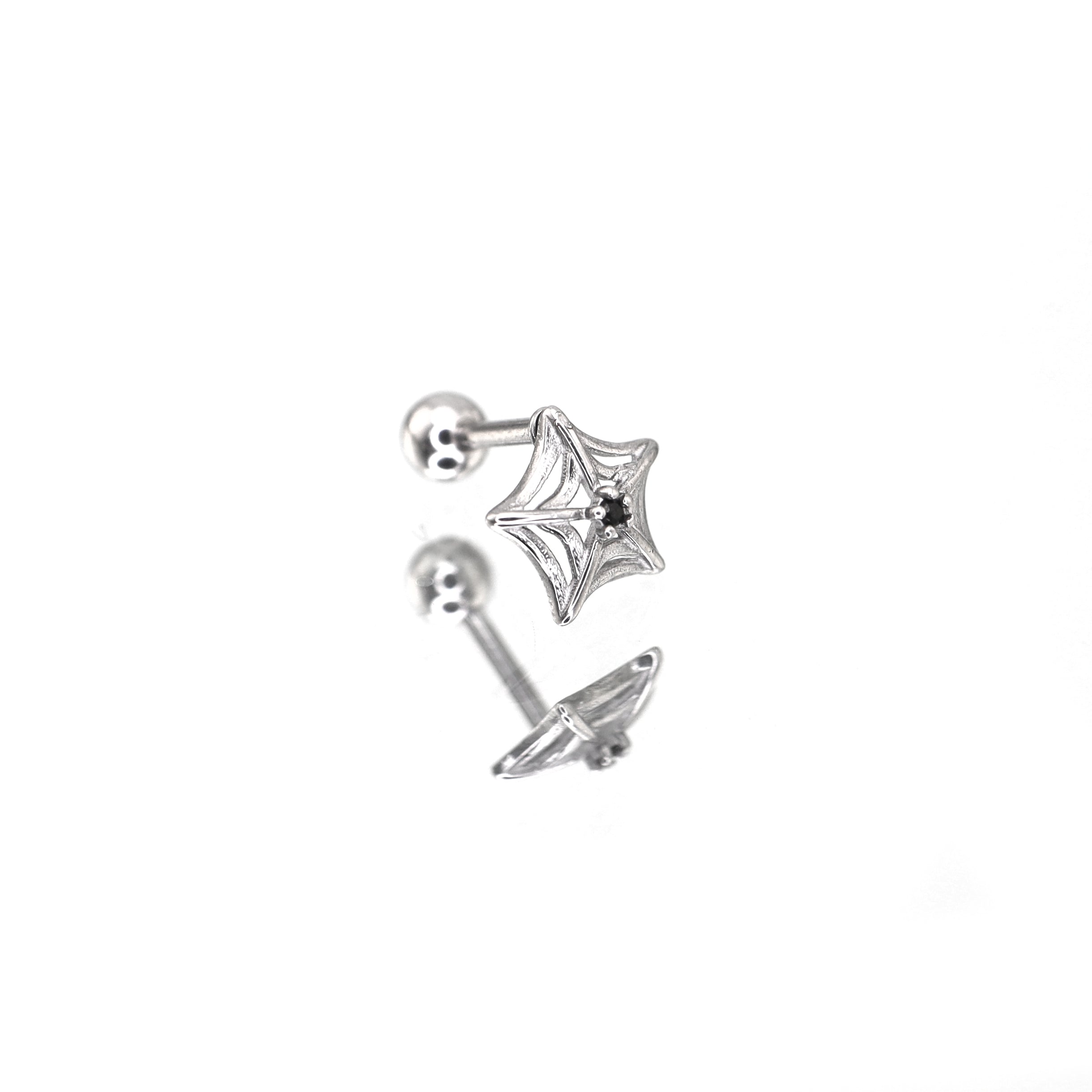 3D Openwork Spider Web CZ Stainless steel Ear Studs - 3D Openwork Spider Web CZ Stainless steel Ear Studs - Single by CRUXJEWELRY