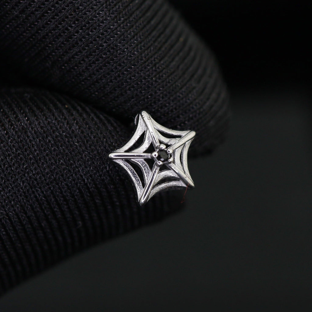 3D Openwork Spider Web CZ Stainless steel Ear Studs - 3D Openwork Spider Web CZ Stainless steel Ear Studs - Single by CRUXJEWELRY
