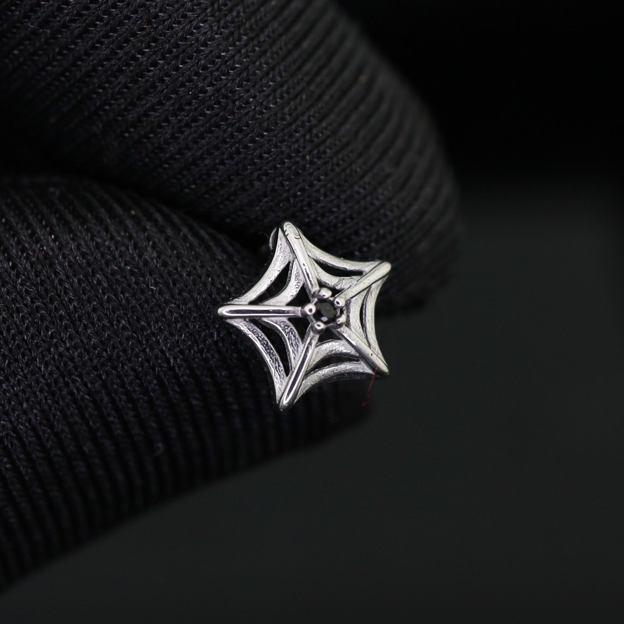 3D Openwork Spider Web CZ Stainless steel Ear Studs - 3D Openwork Spider Web CZ Stainless steel Ear Studs - Single by CRUXJEWELRY