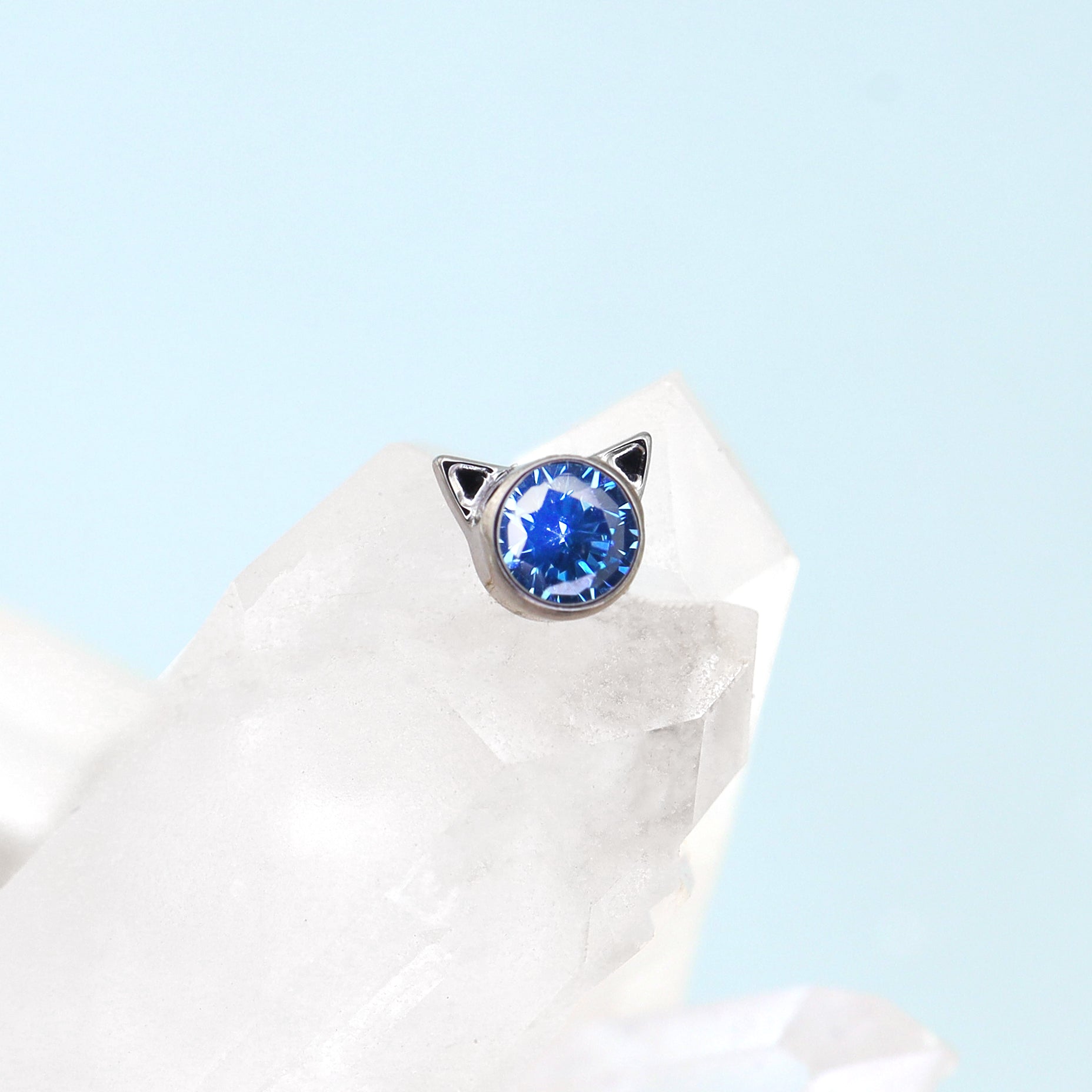 Mini CZ Cat Internally Threaded Titanium Studs - Mini CZ Cat Internally Threaded Titanium Studs - White / 5mm by CRUXJEWELRY