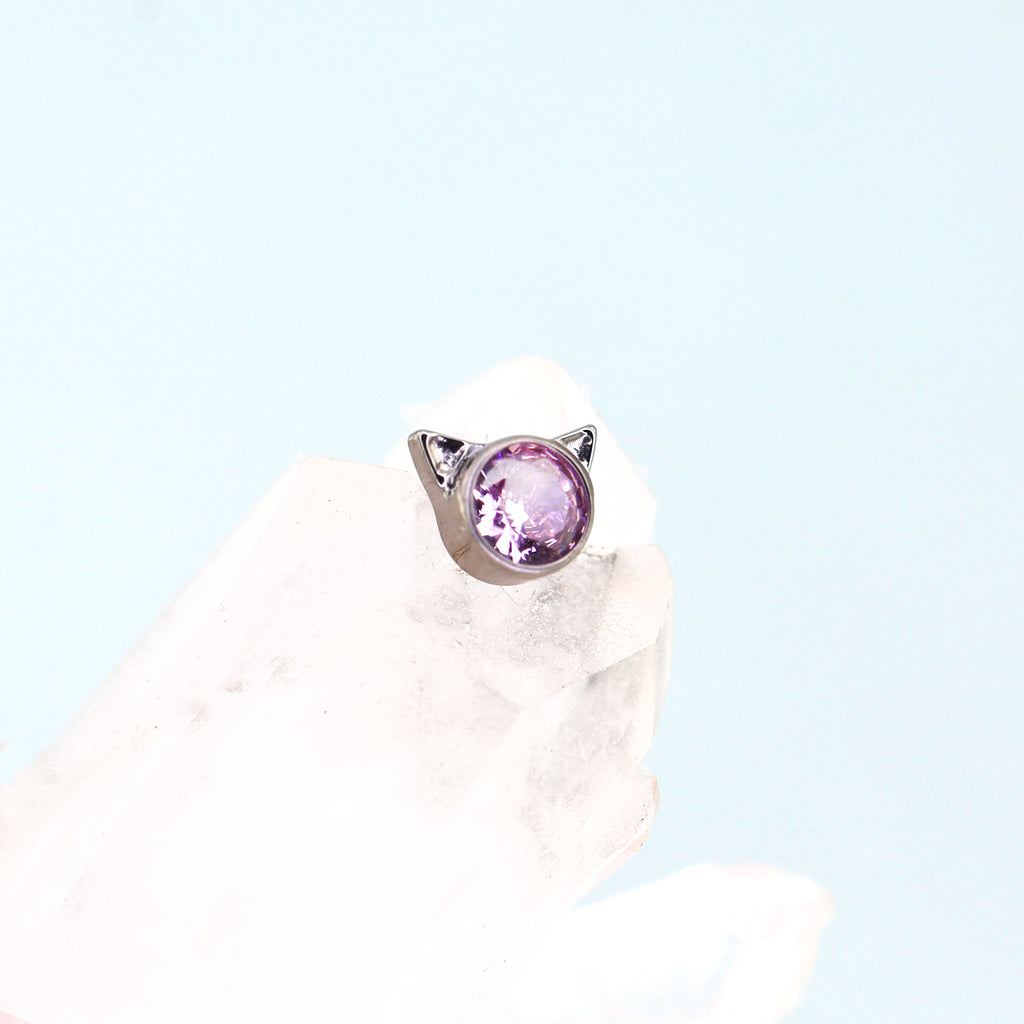 Mini CZ Cat Internally Threaded Titanium Studs - Mini CZ Cat Internally Threaded Titanium Studs - White / 5mm by CRUXJEWELRY