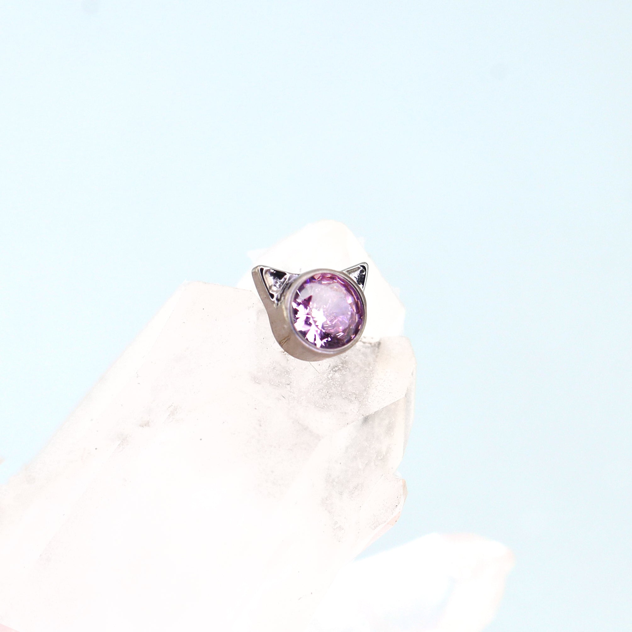 Mini CZ Cat Internally Threaded Titanium Studs - Mini CZ Cat Internally Threaded Titanium Studs - White / 5mm by CRUXJEWELRY