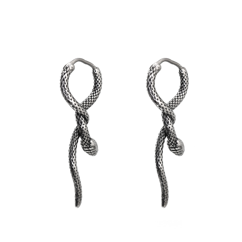 3D Coiled Snake Stainless Steel Earrings - 3D Coiled Snake Stainless Steel Earrings - Set by CRUXJEWELRY