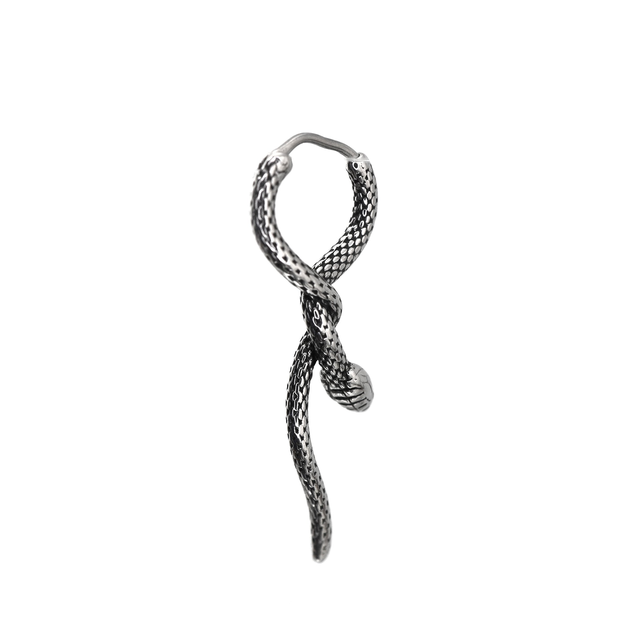 3D Coiled Snake Stainless Steel Earrings - 3D Coiled Snake Stainless Steel Earrings - Single by CRUXJEWELRY
