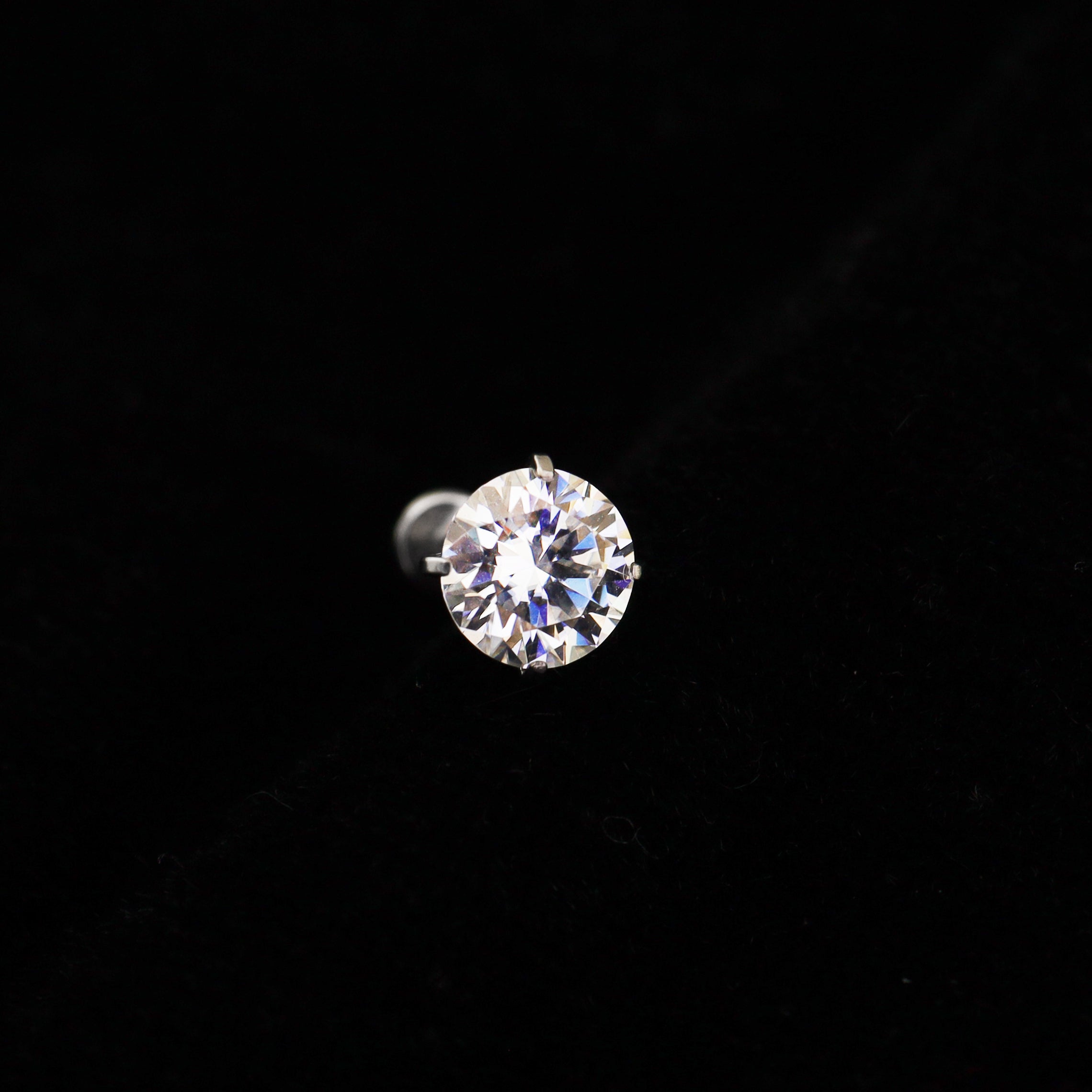 High-Shine Moissanite Internally Threaded Titanium Studs - High-Shine Moissanite Internally Threaded Titanium Studs - 3mm / 6mm by CRUXJEWELRY