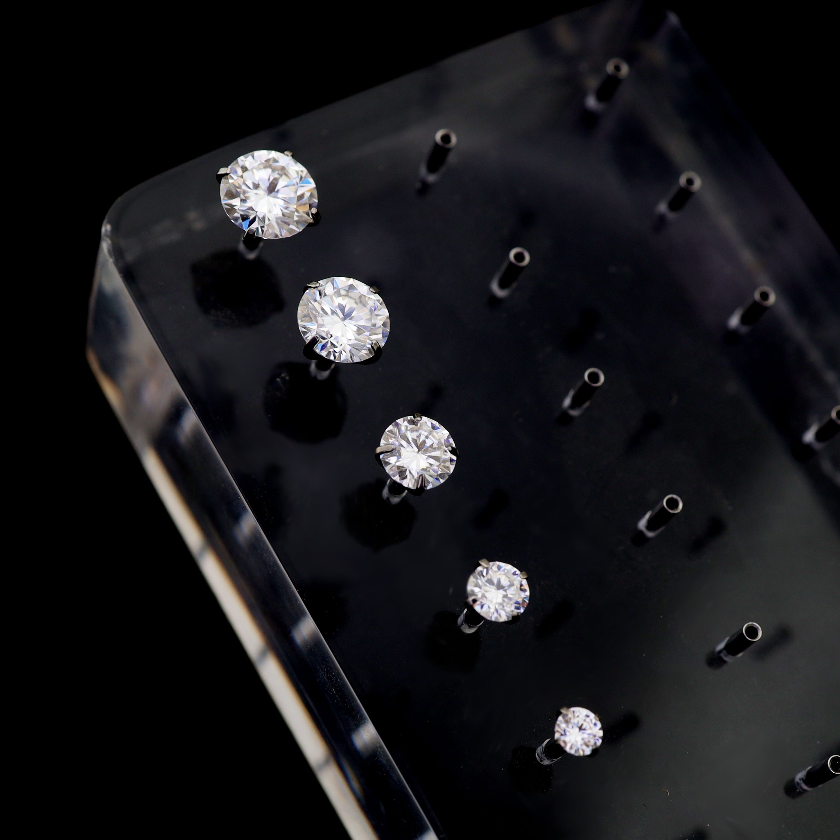 High-Shine Moissanite Internally Threaded Titanium Studs - High-Shine Moissanite Internally Threaded Titanium Studs - 3mm / 6mm by CRUXJEWELRY