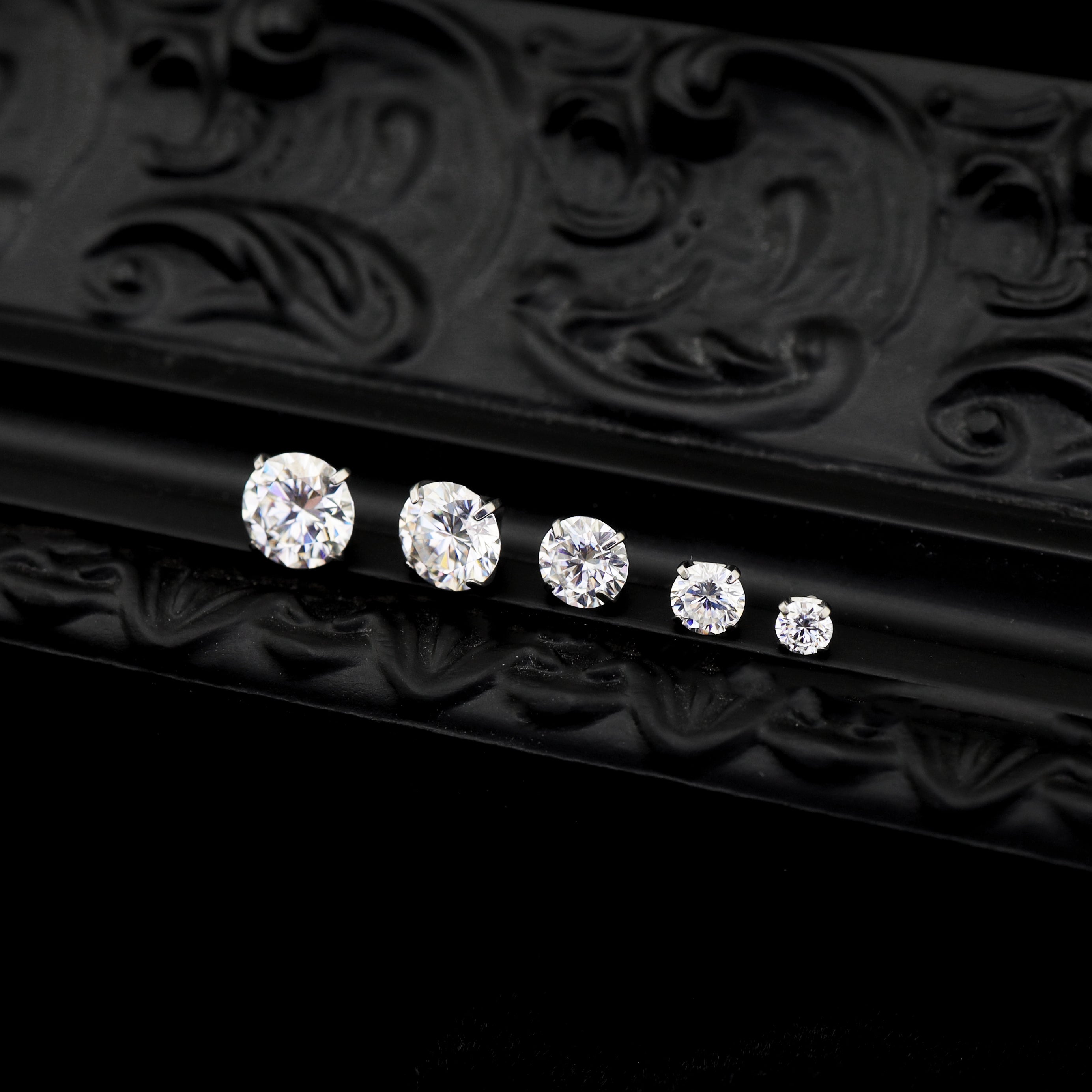 High-Shine Moissanite Internally Threaded Titanium Studs - High-Shine Moissanite Internally Threaded Titanium Studs - 3mm / 6mm by CRUXJEWELRY