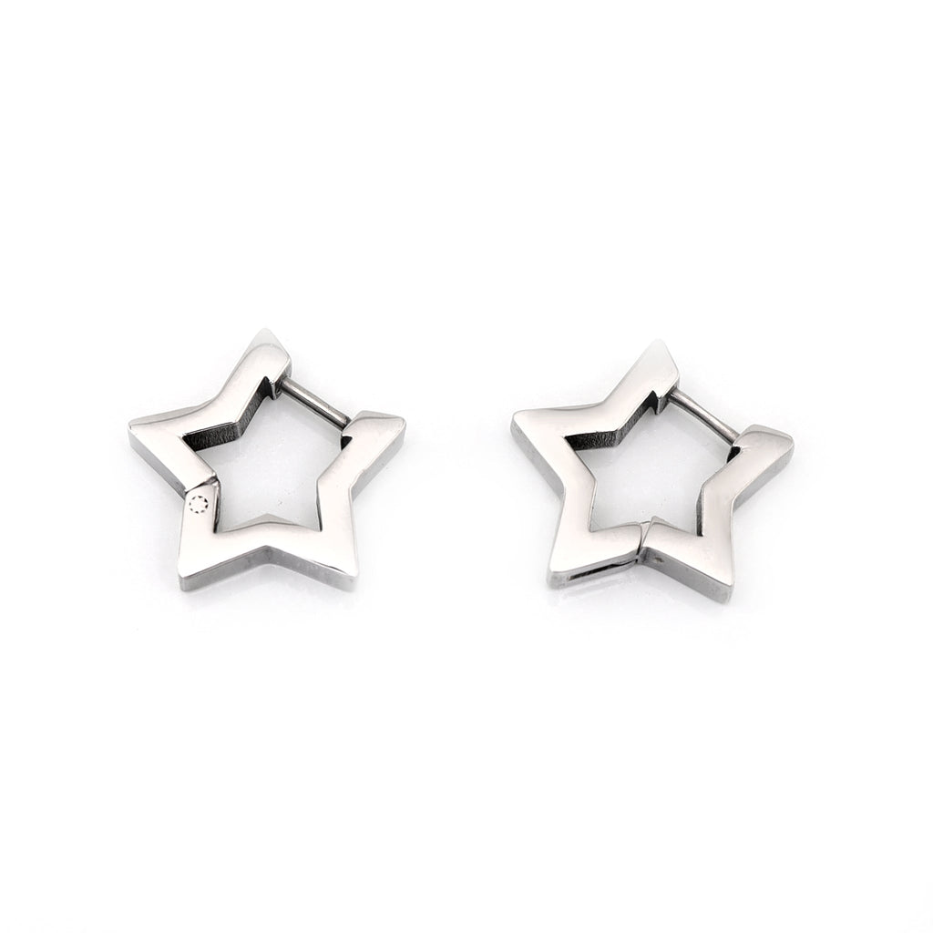 Minimalist Pentagram Straight Pin Stainless Steel Earrings - Minimalist Pentagram Straight Pin Stainless Steel Earrings - Set