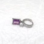 PAIR OF Blue & Purple Square CZ Pendant Stainless steel Earrings - PAIR OF Blue & Purple Square CZ Pendant Stainless steel Earrings - Pair of Blue by CRUXJEWELRY