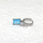 PAIR OF Blue & Purple Square CZ Pendant Stainless steel Earrings - PAIR OF Blue & Purple Square CZ Pendant Stainless steel Earrings - Pair of Blue by CRUXJEWELRY