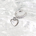 Heart-Shaped Mother of Pearl & CZ stainless steel Earrings - Heart-Shaped Mother of Pearl & CZ stainless steel Earrings - Single by CRUXJEWELRY