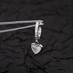 Heart-Shaped Mother of Pearl & CZ stainless steel Earrings - Heart-Shaped Mother of Pearl & CZ stainless steel Earrings - Single by CRUXJEWELRY
