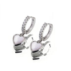 Heart-Shaped Mother of Pearl & CZ stainless steel Earrings - Heart-Shaped Mother of Pearl & CZ stainless steel Earrings - Single by CRUXJEWELRY