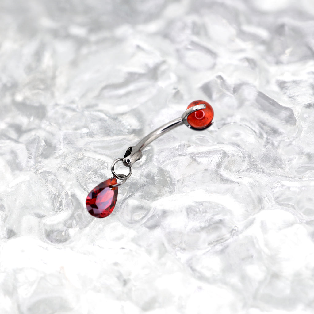 Gothic Red Teardrop Multi-Piercing Set in F136 Titanium - Gothic Red Teardrop Multi-Piercing Set in F136 Titanium - Curved Stud / 6mm by CRUXJEWELRY