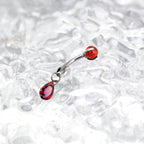 Gothic Red Teardrop Multi-Piercing Set in F136 Titanium - Gothic Red Teardrop Multi-Piercing Set in F136 Titanium - Curved Stud / 6mm by CRUXJEWELRY