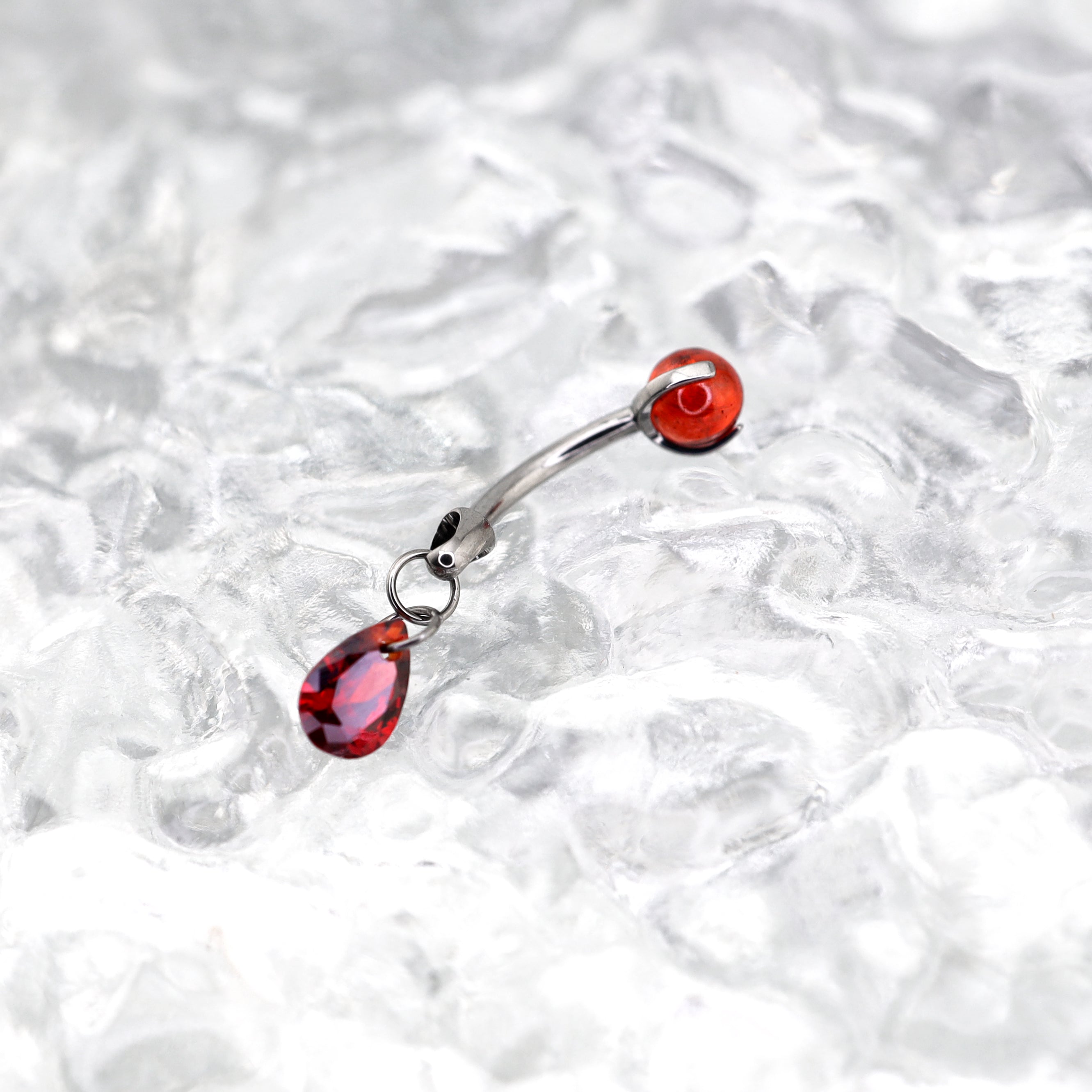 Gothic Red Teardrop Multi-Piercing Set in F136 Titanium - Gothic Red Teardrop Multi-Piercing Set in F136 Titanium - Curved Stud / 6mm by CRUXJEWELRY