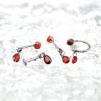 Gothic Red Teardrop Multi-Piercing Set in F136 Titanium - Gothic Red Teardrop Multi-Piercing Set in F136 Titanium - Horseshoe Ring / 6mm by CRUXJEWELRY