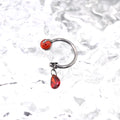Gothic Red Teardrop Multi-Piercing Set in F136 Titanium - Gothic Red Teardrop Multi-Piercing Set in F136 Titanium - Horseshoe Ring / 6mm by CRUXJEWELRY