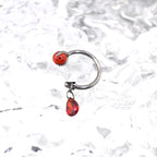 Gothic Red Teardrop Multi-Piercing Set in F136 Titanium - Gothic Red Teardrop Multi-Piercing Set in F136 Titanium - Horseshoe Ring / 6mm by CRUXJEWELRY