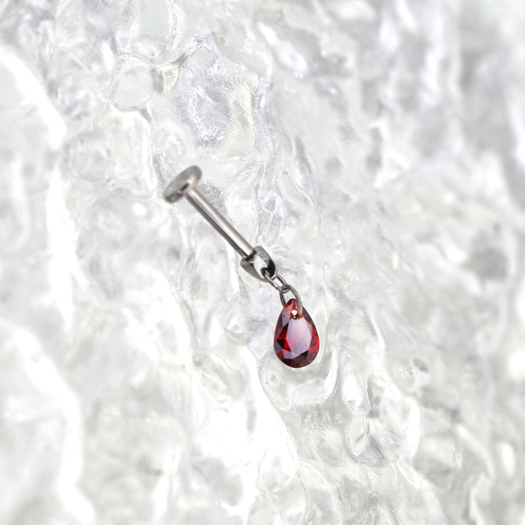 Gothic Red Teardrop Multi-Piercing Set in F136 Titanium - Gothic Red Teardrop Multi-Piercing Set in F136 Titanium - Flat-Back Stud / 6mm by CRUXJEWELRY