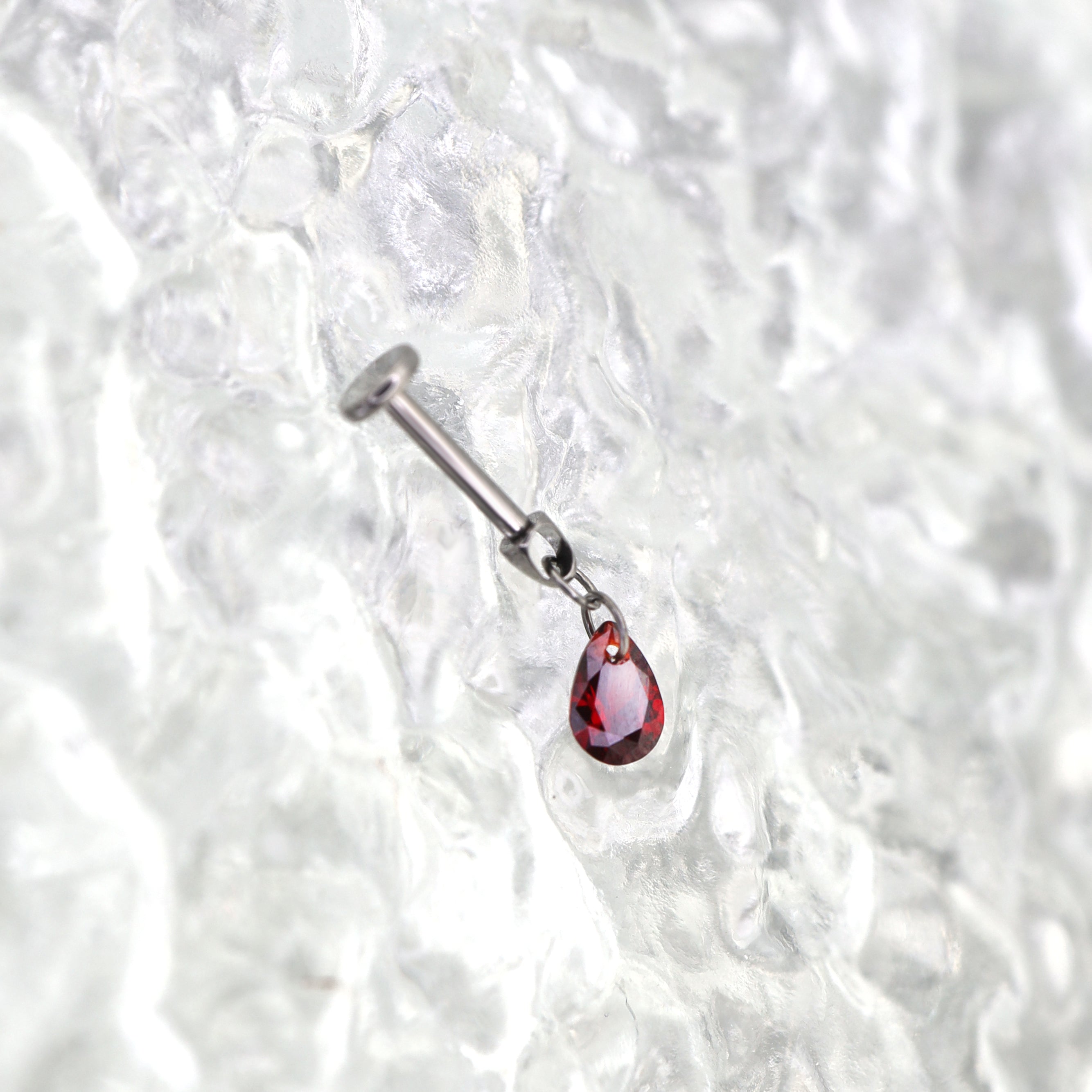 Gothic Red Teardrop Multi-Piercing Set in F136 Titanium - Gothic Red Teardrop Multi-Piercing Set in F136 Titanium - Flat-Back Stud / 6mm by CRUXJEWELRY