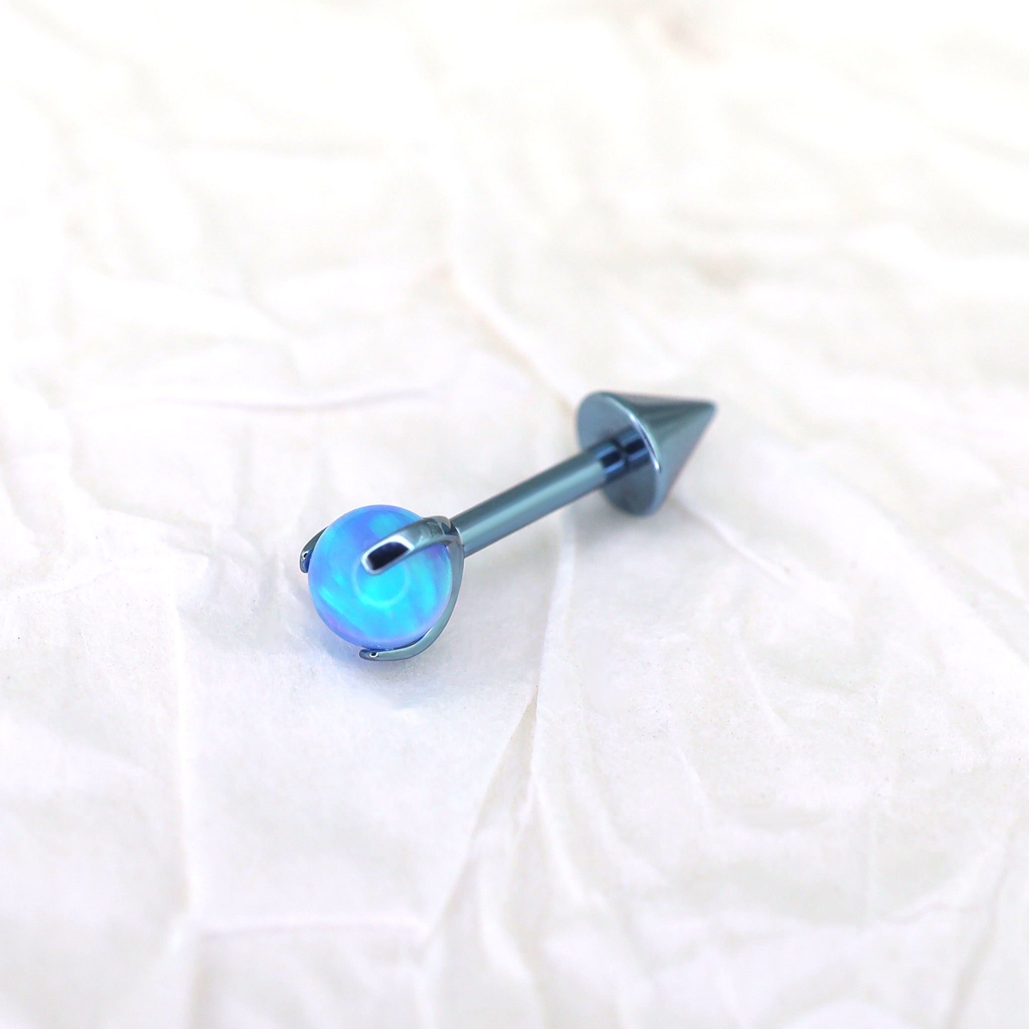 Spike Internally Threaded Titanium Cartilage Stud - Spike Internally Threaded Titanium Cartilage Stud - Green / 6mm by CRUXJEWELRY