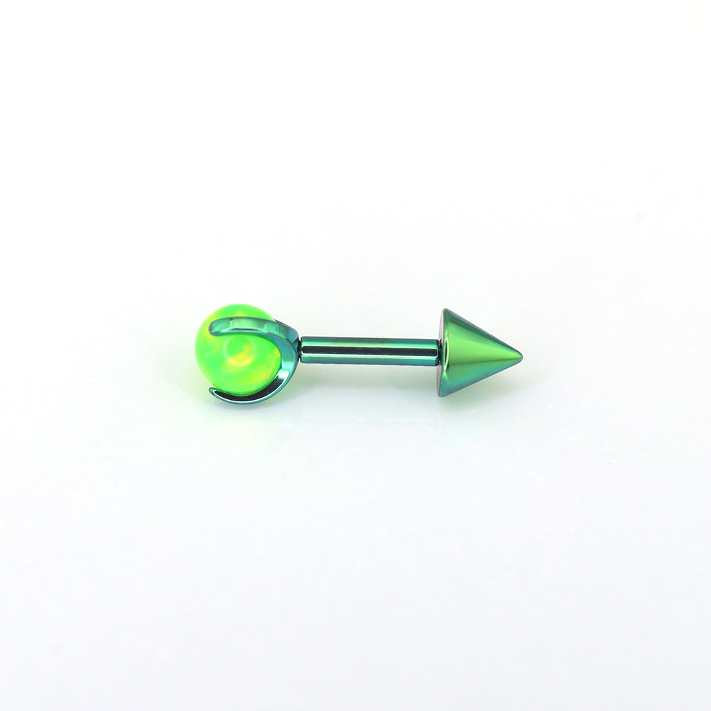 Spike Internally Threaded Titanium Cartilage Stud - Spike Internally Threaded Titanium Cartilage Stud - Green / 6mm by CRUXJEWELRY