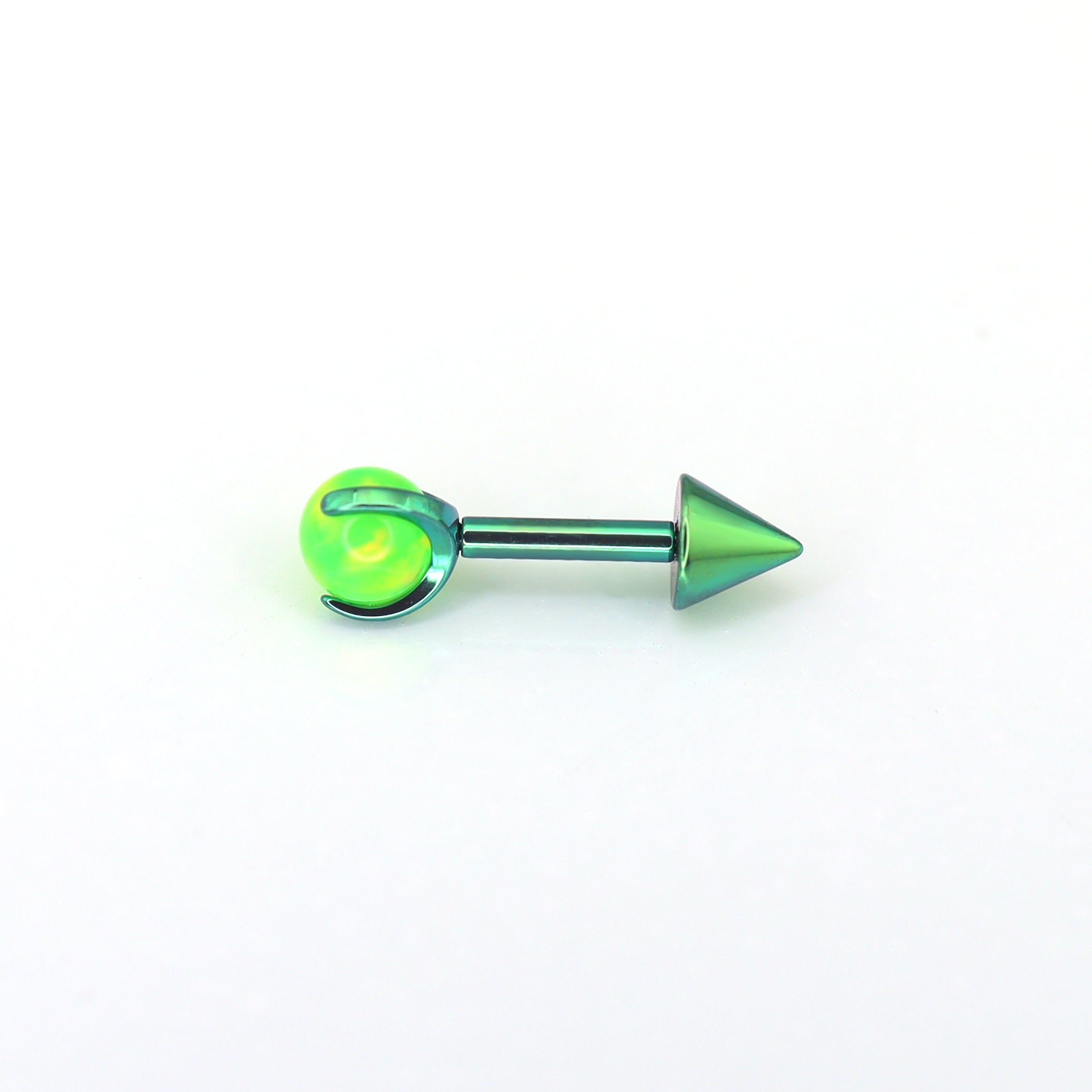 Spike Internally Threaded Titanium Cartilage Stud - Spike Internally Threaded Titanium Cartilage Stud - Green / 6mm by CRUXJEWELRY