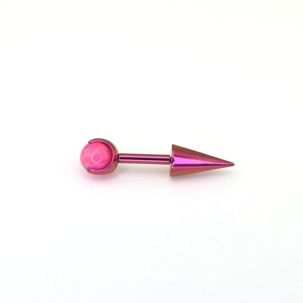 Spike Internally Threaded Titanium Cartilage Stud - Spike Internally Threaded Titanium Cartilage Stud - Pink / 6mm by CRUXJEWELRY