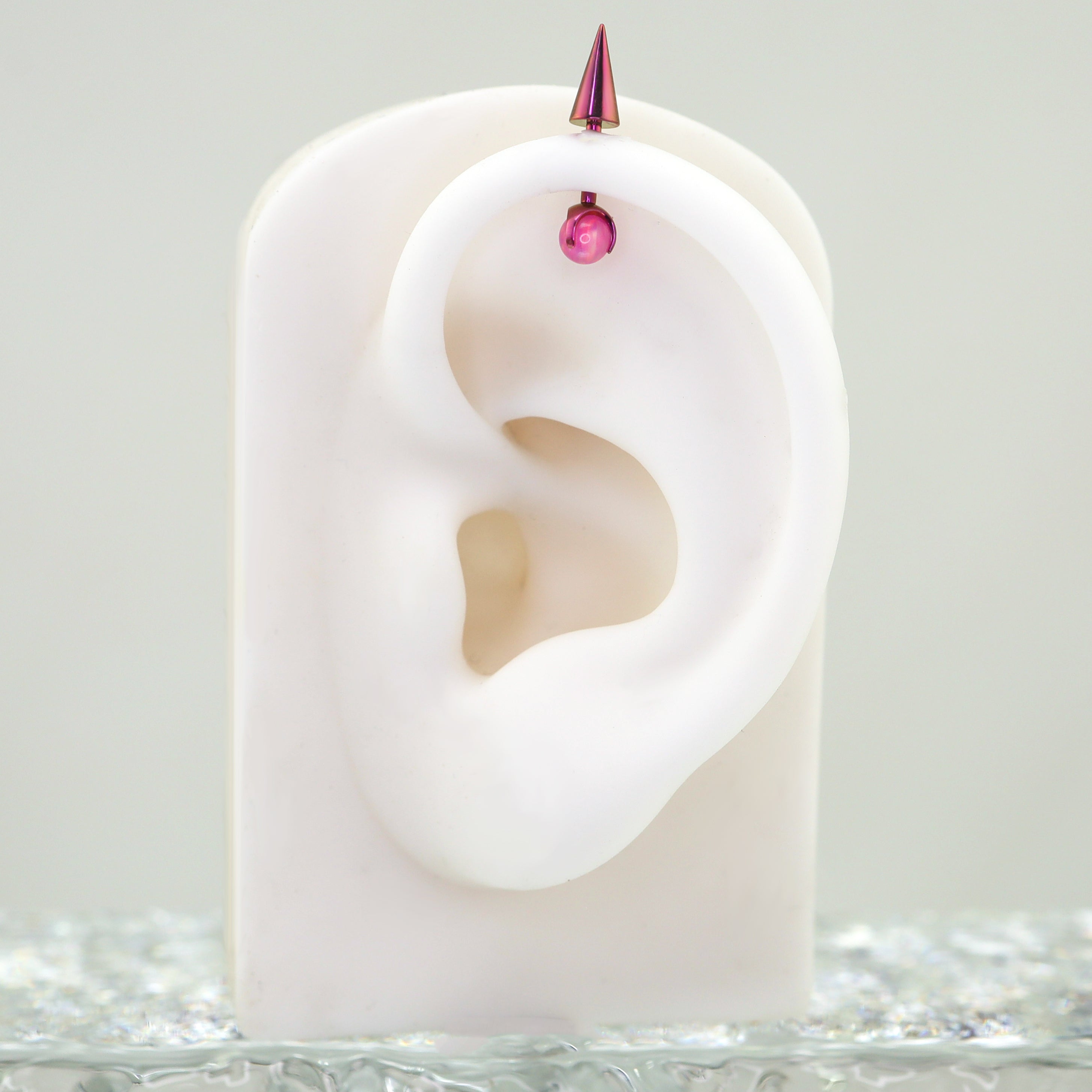 Spike Internally Threaded Titanium Cartilage Stud - Spike Internally Threaded Titanium Cartilage Stud - Green / 6mm by CRUXJEWELRY