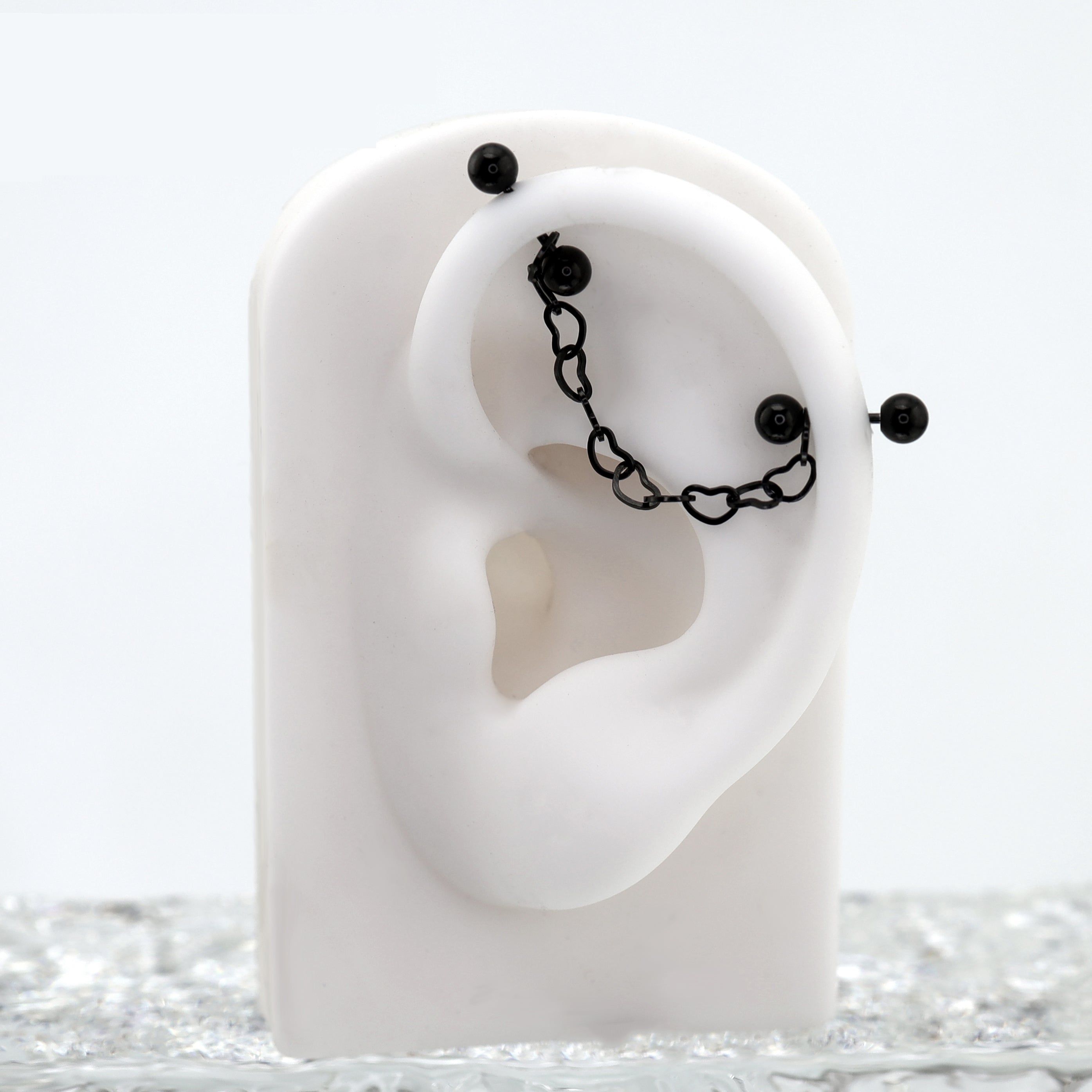 Black Heart Chain Stainless Steel Ear Chain - Black Heart Chain Stainless Steel Ear Chain - Sliver by CRUXJEWELRY